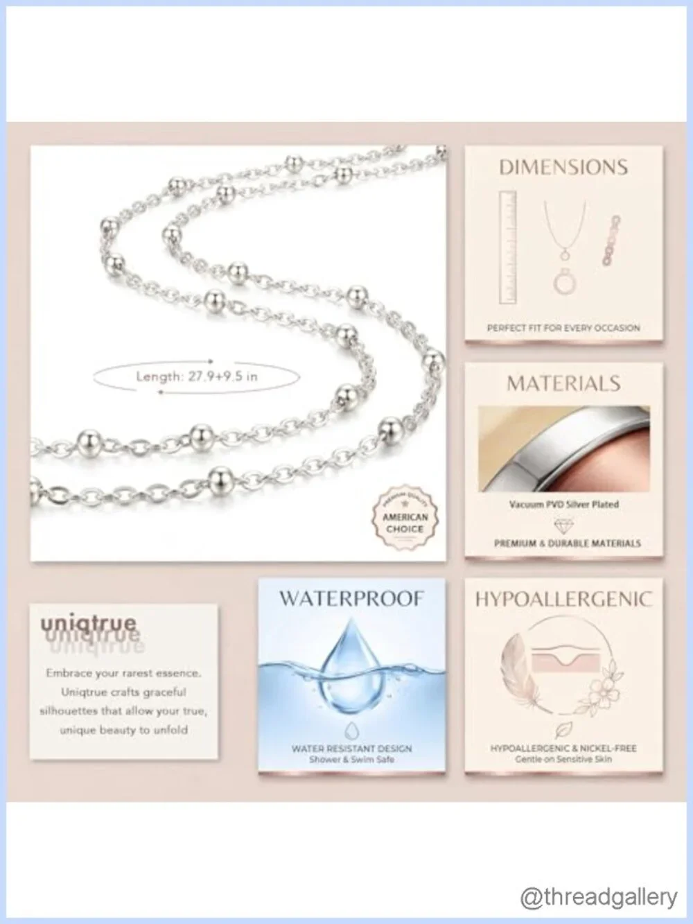 Waterproof Layered Waist Chain 14K Gold/Silver Plated Belly Chain Belt Body